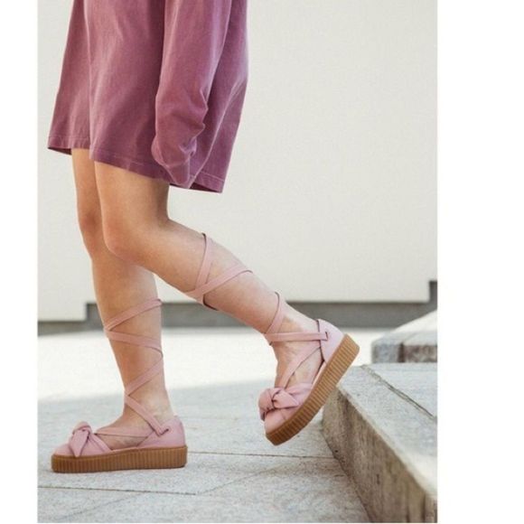 Fenty PUMA by Rihanna Bow Creeper platform Sandal pink size 9 - Picture 1 of 7